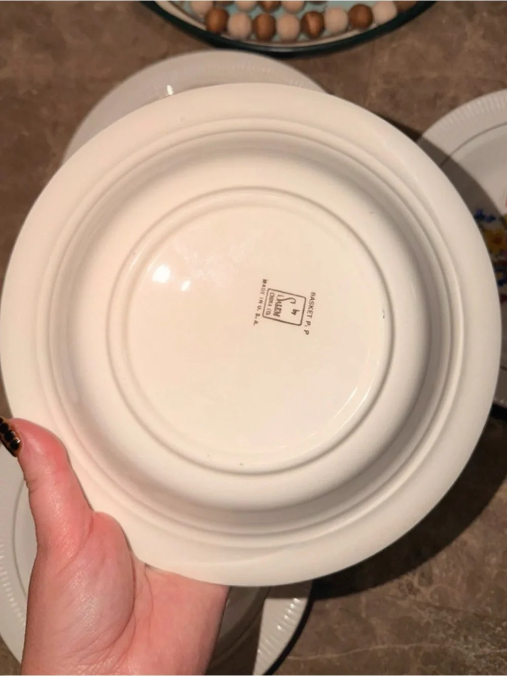 White Floral Basket Ceramic Dinner Bowls - Set of 4 - Salem China